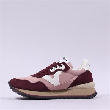 Victoria Viento Waffle Sole Trainer - Burgundy Pink Suede